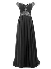 A-Line Off The Shoulder Chiffon Beading Pleats Bridesmaid Dress