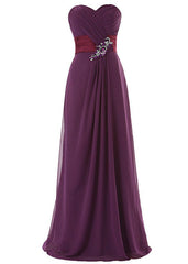 A-Line Sweetheart Pleats Bridesmaid Dress With Crystal