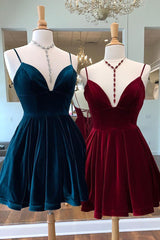 A-line Velvet V Neck Homecoming Dress