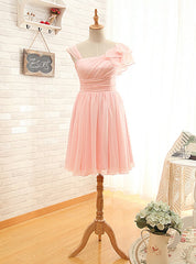 Asymmetrical Straps Pearl Pink Bridesmaid Dress Pearl Pink Party Dresses