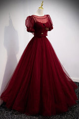 Burgundy Ballgown Long Prom Dress with Removable Jacket