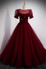 Burgundy Ballgown Long Prom Dress with Removable Jacket