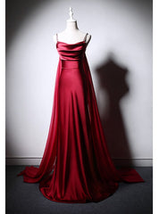 Burgundy Mermaid Satin Straps Prom Dress