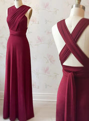 Burgundy Pleats Halter Prom Dress