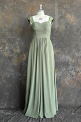 Charming Cap Sleeves Chiffon Long A Line Bridesmaid Dresses for Women Formal Dresses