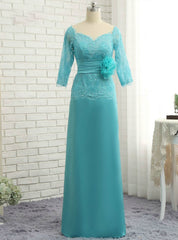 Chic Mother Of The Bride Dresses A-line 3/4 Sleeves Lace Long Evening Dresses