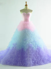 Colorful Tulle Sweetheart Tulle Princess Wedding Dress