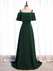 Dark Green Spaghetti Straps Beading Prom Dress