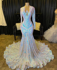 Fabulous Long Sleeves Prom Dress Mermaid Sequins On Sale