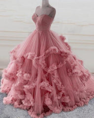 Vintage Ball Gown Pink Prom Dress For Women