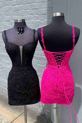 Fitted Straps Appliques Mini Homecoming Dress