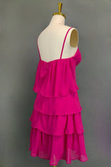 Fuchsia Homecoming Dresses Sweetheart A-line Spaghetti Straps Mini Cocktail Party Dresses for Teens