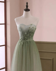 Gradient Light Green Beaded Tulle A-line Party Dress Long Junior Prom Dress prom dresses shops