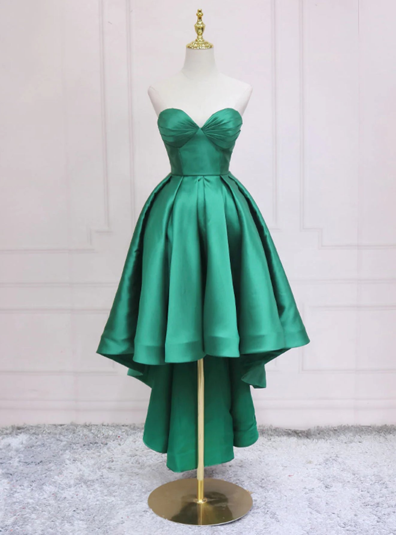 Green Satin  Sweetheart Prom Dress