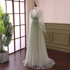 Light Green Gradient Soft Tulle Long Junior Prom Dress Green Formal Dress Party Dress prom dresses shops