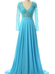 Luxurious Beaded V Neck Prom Dress Formal Women Dress