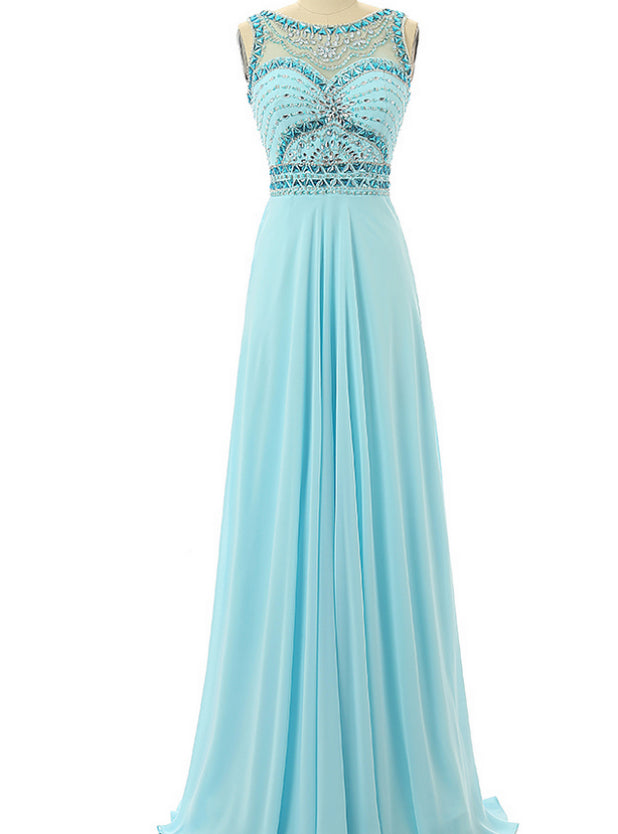 Luxury Beading Prom Dresses Sheer Formal Dresses Women Evening Gowns