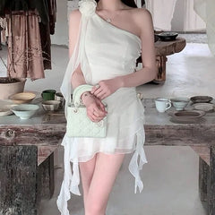 Dress Short Front Long Back Asymmetrical Chiffon Dresses