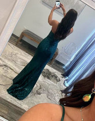 Mermaid Spaghetti Straps Sequin Prom Dress