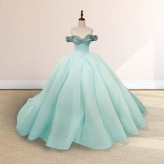 Mint Green Off the shoulder Tulle Ball Gown Quinceanera Dresses