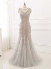 New Evening Dresses Mermaid Formal Women Gowns Lace Beading