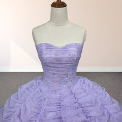 Organza Ball Gown Sweetheart Lavender Pleats Party Dress