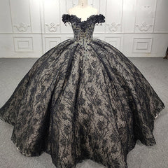 Quinceanera Black Off-the-Shoulder Ball Gown Dress