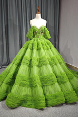 Quinceanera Dress Green Exquisite A Line Off-the-Shoulder Ball Gown