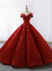 Red Lace Ball Gown See Through Neck Cap Sleeve Wedding Dress