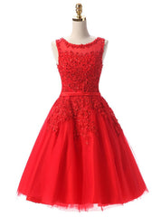 Red Lace Short Homecoming Dress