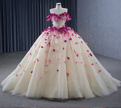 Romantic Heart  Off-the-Shoulder Tulle Quincea?era Dress