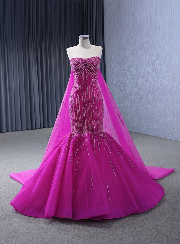 Sexy Fuchsia Mermaid Beading Prom Dres