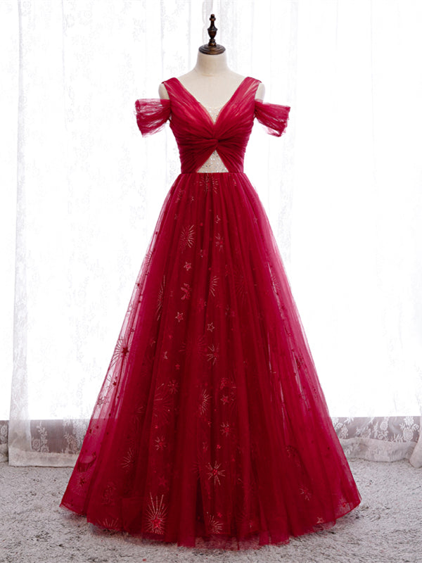 Shop Off The Shoulder Sparkle Appliques Sequin Burgundy Prom Dress Under 120