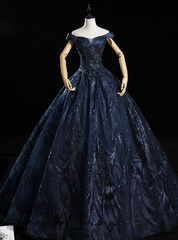 To Fit Your Style Navy Blue Embroidery Sequins Off the Shoulder Beading Quinceanera Dress