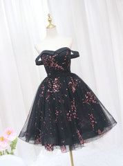 Tulle Print Black Homecoming Dress