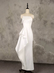 White Sheath Strapless Wedding Dress