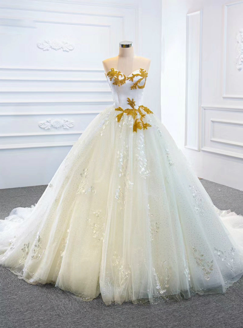 You Are Sure To Find The Perfect White Ball Gown Tulle Lace Sweetheart Beading Wedding Dress