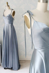 Emerald Green Prom Dress, Simple Satin Long Prom Dresses, A-Line Spaghetti Straps Evening Dresses