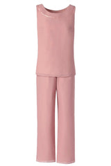 Party Dress For Teens, Three-Piece Pink Chiffon Half Sleeve Mother of the Bride Pant Suits