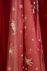 Glamorous Dress, Red Tulle Long Prom Dresses, A-Line Off the Shoulder Formal Dresses