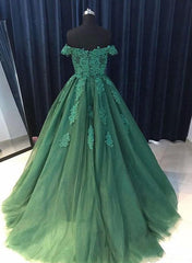 Homecomming Dresses Cute, Off Shoulder Lace A Line Long Custom Evening Prom Dresses