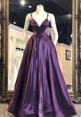 Party Dress Quotesparty Dresses Wedding, Purple Satin Long Prom Dress, Evening Dress, 3349