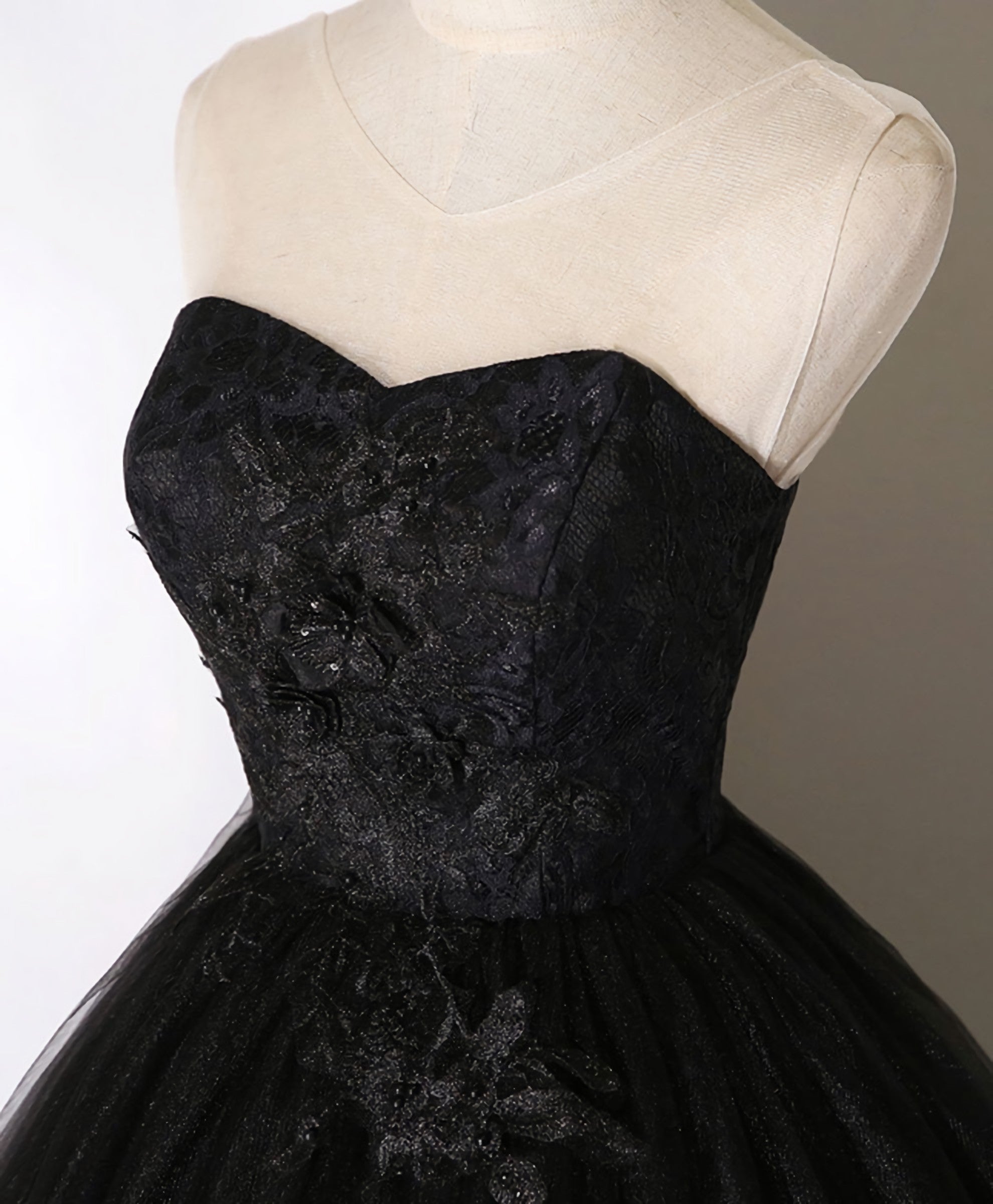 Champagne Bridesmaid Dress, Black Sweetheart Neck Tulle Long Prom Dress, Black Evening Dress