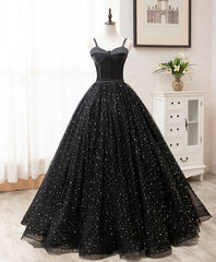 Wedding Photo, Black Sweetheart Tulle Long Prom Dress, Black Tulle Formal Dress