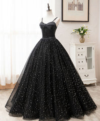 Wedding Photo Ideas, Black Sweetheart Tulle Long Prom Dress, Black Tulle Formal Dress