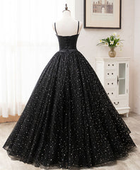 Wedding Inspo, Black Sweetheart Tulle Long Prom Dress, Black Tulle Formal Dress