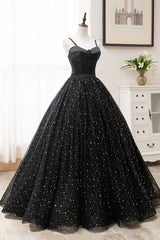 Prom Dresses 2037, Black Tulle Long A-Line Long Prom Dresses, Black Evening Party Dresses