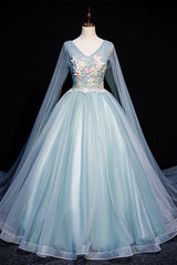 Prom Dresses 2025, Blue V-Neck Lace Long Prom Dress, Blue A-Line Formal Evening Dress