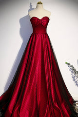 Formal Dress Long Gown, Burgundy Satin Tulle Long Prom Dress, Off the Shoulder Formal Evening Dress