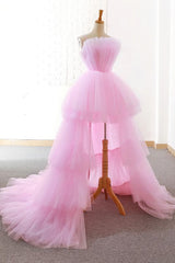 Pink Dress, Pink Tulle Long Prom Dress, Pink Tulle Evening Dress